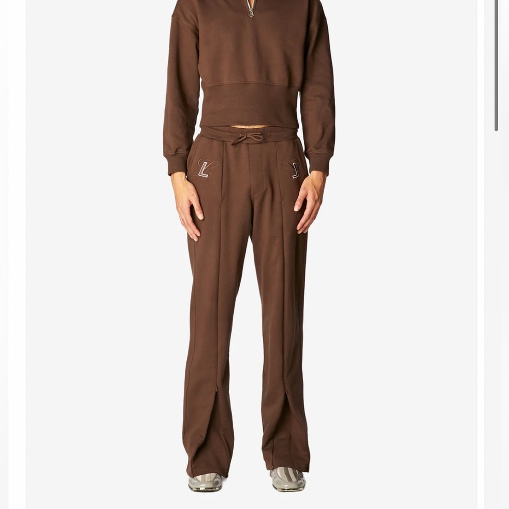 Luar World - Logo Wide Leg Sweats- Brown
